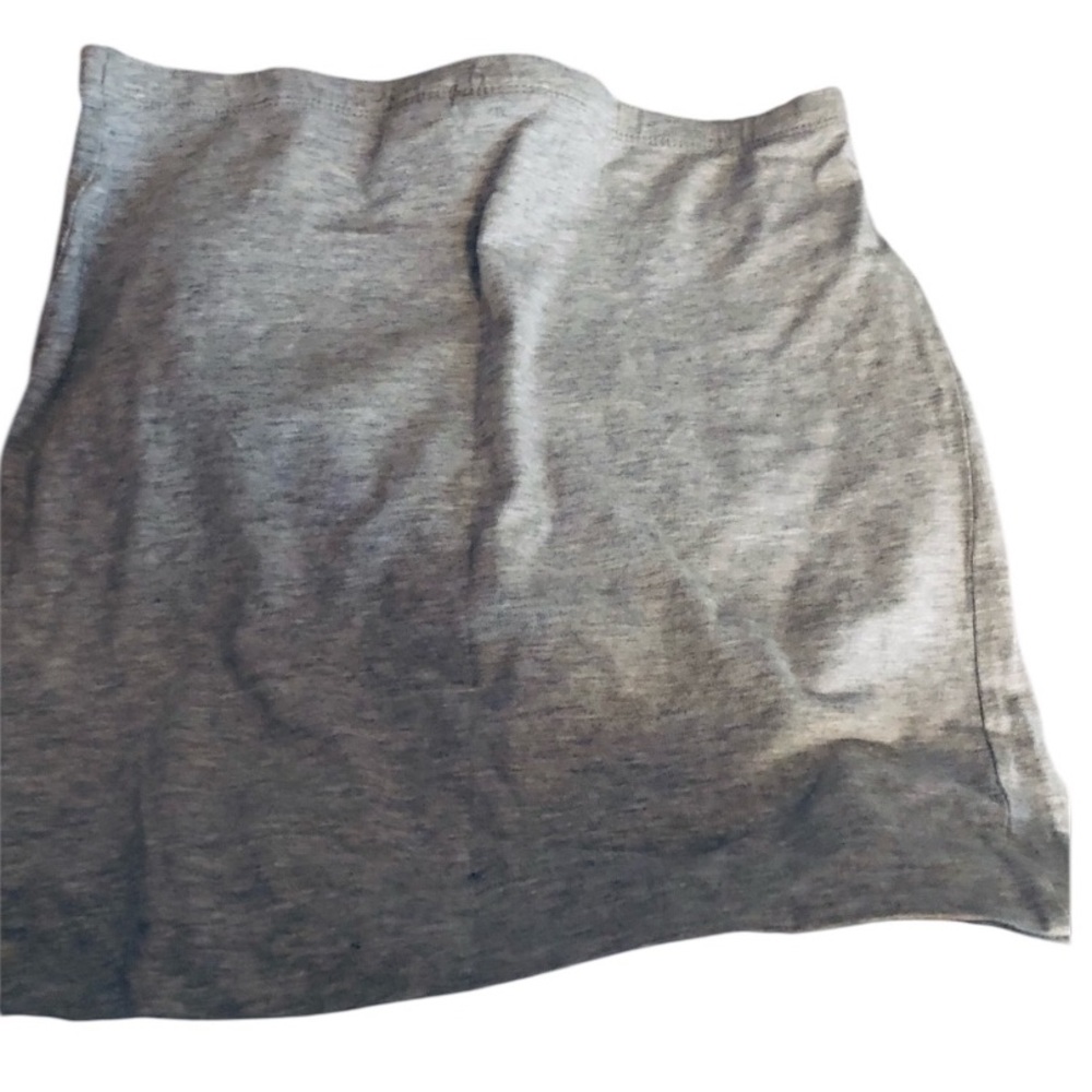 H & M small gray mini skirt pair with white tee and denim jacket ,over swimwear